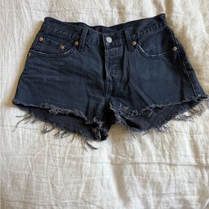 Levi's Black Frayed Denim Shorts